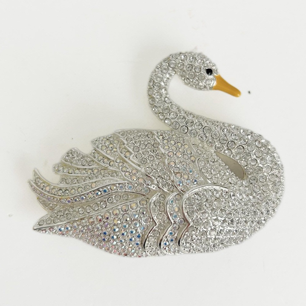 Vintage QVC Signed JOAN RIVERS Classics Collection‎ Crystals Swan Pin Brooch